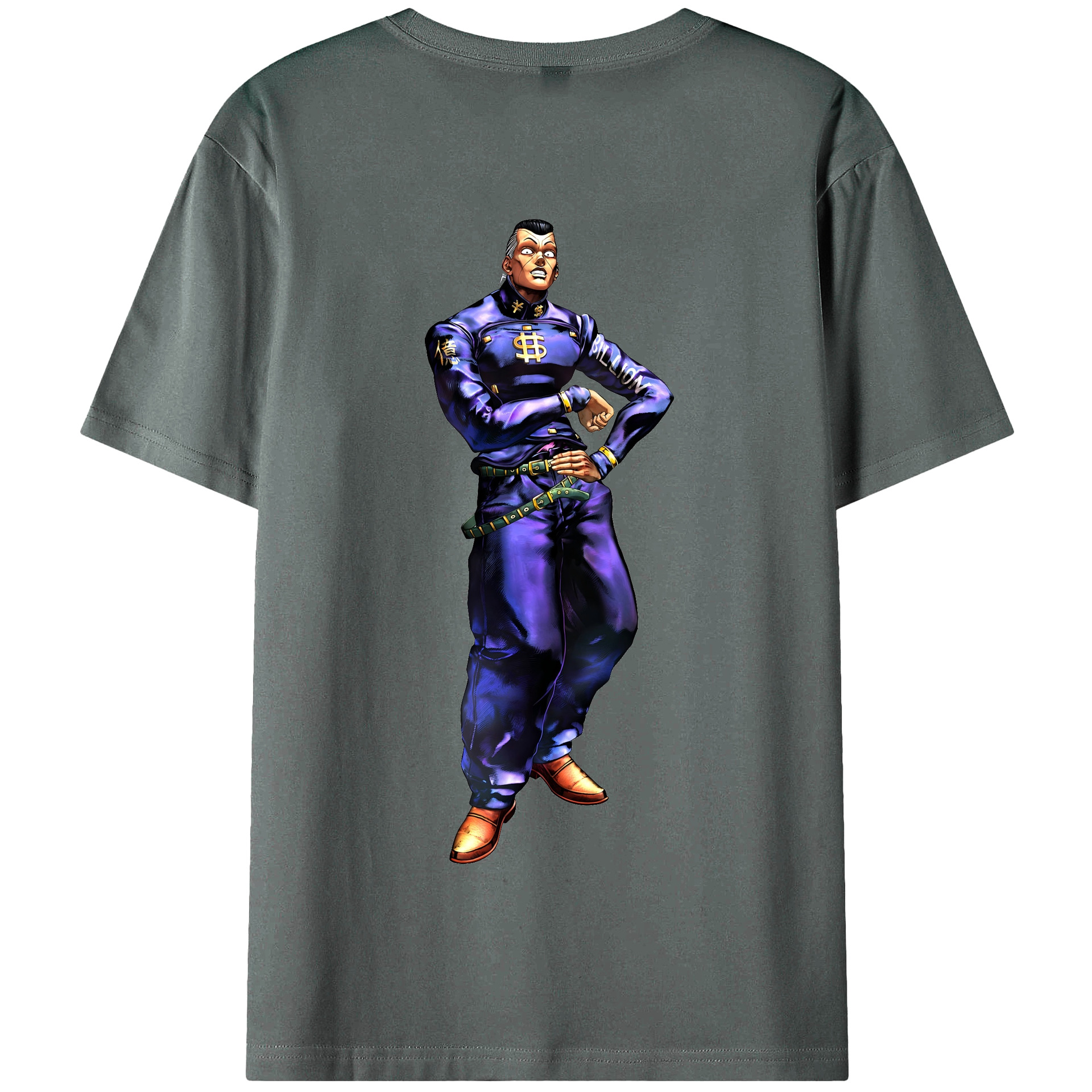 （画像用） ジョジョの奇妙な冒険 虹村億泰 にじむら おくやす JoJo's Bizarre Adventure Nijimura Okuyasu 綿100％半袖Tシャツ（背面プリント）